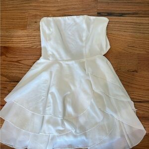Lucy in the Sky White Strapless Tiered Mini Dress